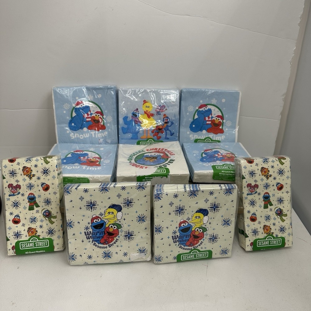 Lot Of 400 (10 Packs) Napkins Sesame Street Winter Theme Holiday Jim Henson